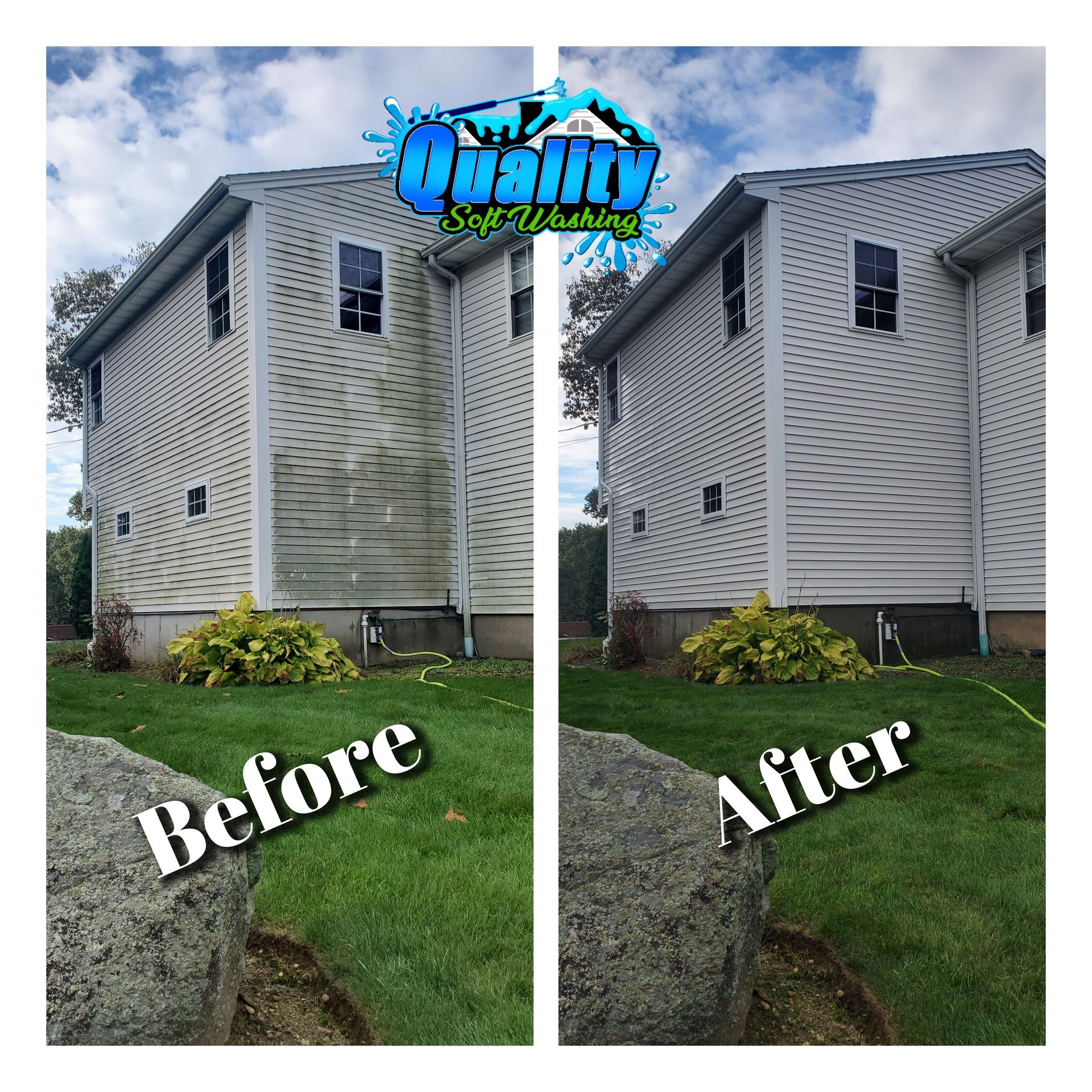 vinyl siding soft washed to remove mold and algae 